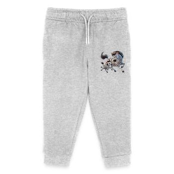 Zebra mother with child frolicking - Kids Organic Sweatpants by Stanley/Stella - heather grey - Front