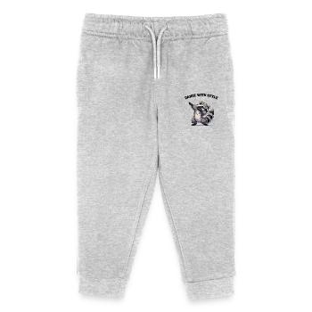Raccoon Dabbing - Kids Organic Sweatpants by Stanley/Stella - heather grey - Front