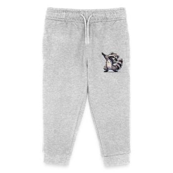 Raccoon Dabbing - Kids Organic Sweatpants by Stanley/Stella - heather grey - Front