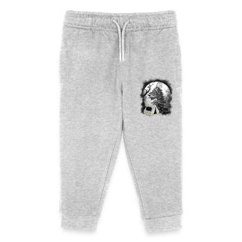 Zelt zelten Wald Waldbewohner Camping Campen - Kinder Organic Jogginghose Mini Mover von Stanley/Stella - Grau meliert - Vorne