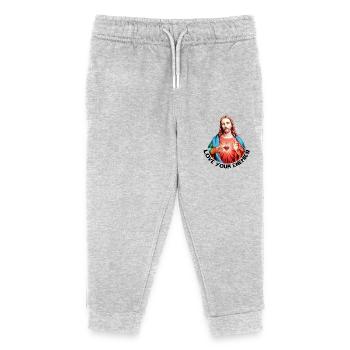 AIMEZ VOS ENNEMIS Jésus-Christ Bénédiction de la Main LIENS - Pantalon de jogging enfant bio Stanley/Stella - gris chiné - Devant