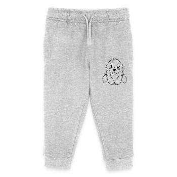 Portrait de chien maltais mignon esquissé - Pantalon de jogging enfant bio Stanley/Stella - gris chiné - Devant