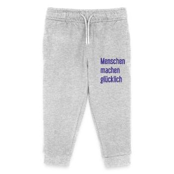 Menschen machen glücklich – Positives Statement - Kinder Organic Jogginghose Mini Mover von Stanley/Stella - Grau meliert - Vorne