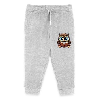 Kluge Eule und Leseratte - Kinder Organic Jogginghose Mini Mover von Stanley/Stella - Grau meliert - Vorne