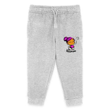 Tassmine enspannt mit einer Tasse Tee oder Kaffee - Kinder Organic Jogginghose Mini Mover von Stanley/Stella - Grau meliert - Vorne