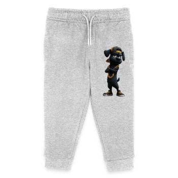 Streetwear dog with gold chain - Kids Organic Sweatpants by Stanley/Stella - heather grey - Front