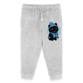 Cuddly Dog Winter Magic - Kids Organic Sweatpants by Stanley/Stella - heather grey - Front