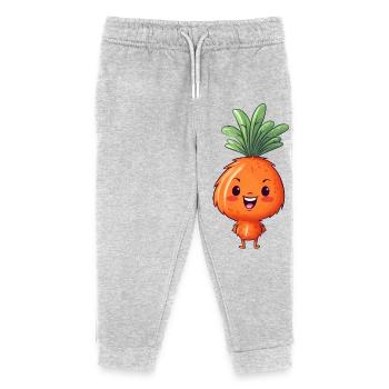 Kawaii Carrot: Cute Vegetable Friend - Kids Organic Sweatpants by Stanley/Stella - heather grey - Front