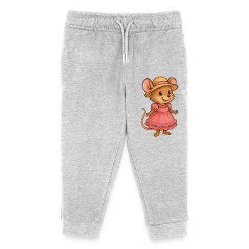 Mouse in summer dress - Kids Organic Sweatpants by Stanley/Stella - heather grey - Front