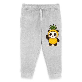 Fruchtig süß und tierisch cool Ananaspanda - Kinder Organic Jogginghose Mini Mover von Stanley/Stella - Grau meliert - Vorne