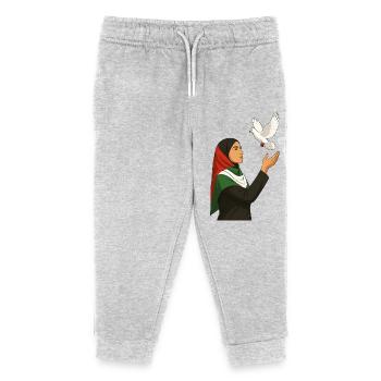 Palästina Friedenstaube - Kinder Organic Jogginghose Mini Mover von Stanley/Stella - Grau meliert - Vorne