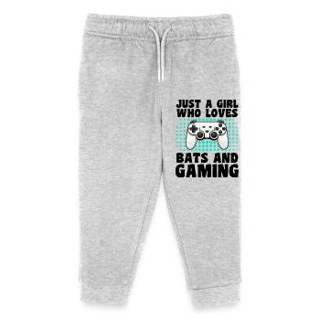 Gamer and Bats: Video Games and Nightlife - Kids Organic Sweatpants by Stanley/Stella - heather grey - Front