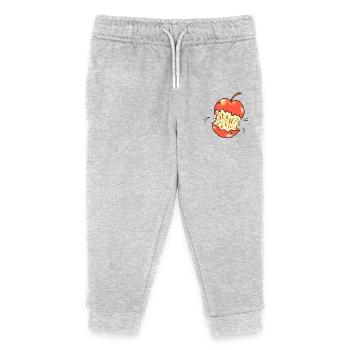 Red apple bitten illustration - Kids Organic Sweatpants by Stanley/Stella - heather grey - Front