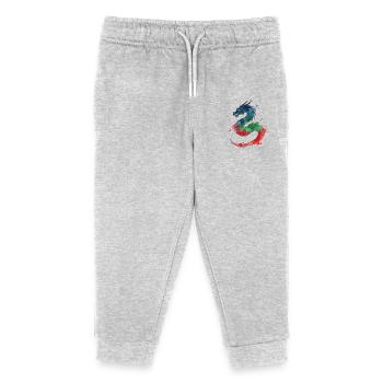 Regenbogen-Wasserdrachen Bunter Drache im Aquarell - Kinder Organic Jogginghose Mini Mover von Stanley/Stella - Grau meliert - Vorne