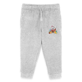 Lustiger Osterhase mit vielen bunten Ostereiern - Kinder Organic Jogginghose Mini Mover von Stanley/Stella - Grau meliert - Vorne