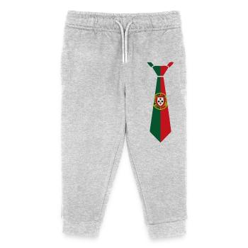 Portugal Tie – Flag Design - Kids Organic Sweatpants by Stanley/Stella - heather grey - Front