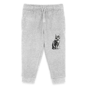 Edle Katze sitzend - Kinder Organic Jogginghose Mini Mover von Stanley/Stella - Grau meliert - Vorne