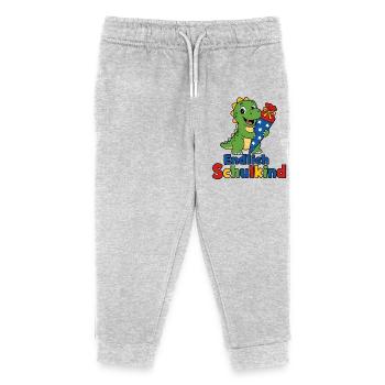 Endlich Schulkind Dino - Kinder Organic Jogginghose Mini Mover von Stanley/Stella - Grau meliert - Vorne