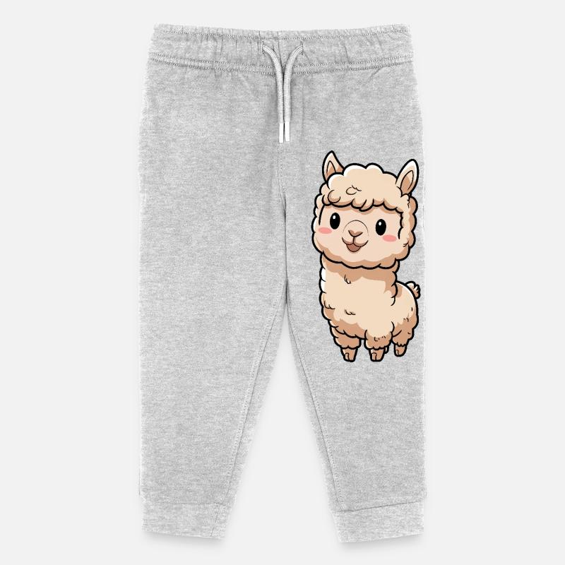 Süße Llama Chibi Alpaca - Kinder Organic Jogginghose Mini Mover von Stanley/Stella - Grau meliert