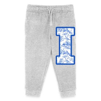 Buchstabe i blaue Chinoiserie - Kinder Organic Jogginghose Mini Mover von Stanley/Stella - Grau meliert - Vorne