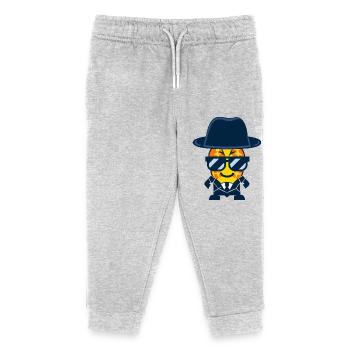 Gangster Ananas mit Sonnenbrille - Kinder Organic Jogginghose Mini Mover von Stanley/Stella - Grau meliert - Vorne