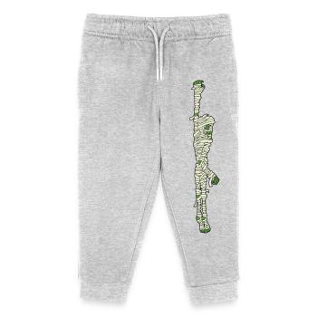 Tall Mummy Cartoon Funny Halloween Pocket Design - Kids Organic Sweatpants by Stanley/Stella - heather grey - Front