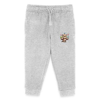 Comic Eule Jongliert mit Osterei Ostern Ei - Kinder Organic Jogginghose Mini Mover von Stanley/Stella - Grau meliert - Vorne