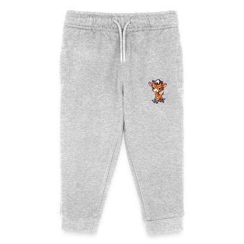 Freche Skater-Giraffe mit Skateboard - Kinder Organic Jogginghose Mini Mover von Stanley/Stella - Grau meliert - Vorne