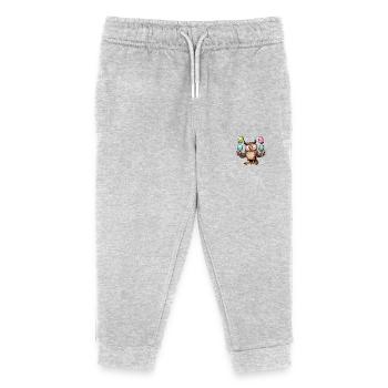 Eule Jongliert Ostereier Osterartist - Kinder Organic Jogginghose Mini Mover von Stanley/Stella - Grau meliert - Vorne