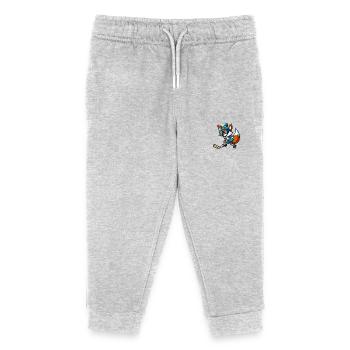 Cooler Fuchs Eishockeyspieler Cartoon Comic Design - Kinder Organic Jogginghose Mini Mover von Stanley/Stella - Grau meliert - Vorne