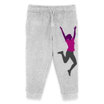 Femme sautant - Pantalon de jogging enfant bio Stanley/Stella - gris chiné - Devant
