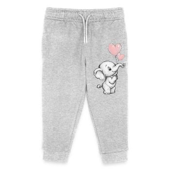 Elefant mit Herz-Luftballons - Kinder Organic Jogginghose Mini Mover von Stanley/Stella - Grau meliert - Vorne