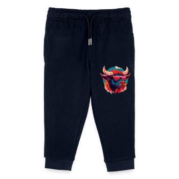 Waldbrand-Bison - Kinder Organic Jogginghose Mini Mover von Stanley/Stella - Navy - Vorne
