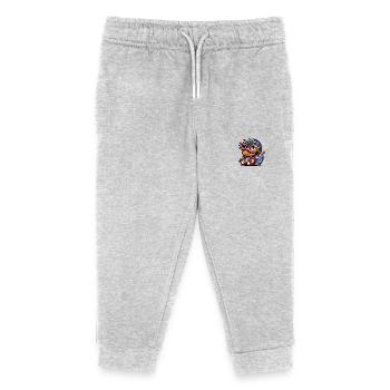 Mardi Gras Dino T-Rex: Carnival Mask and Beads - Kids Organic Sweatpants by Stanley/Stella - heather grey - Front