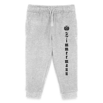 Zimmermann Symbol mit vertikaler Schrift - Kinder Organic Jogginghose Mini Mover von Stanley/Stella - Grau meliert - Vorne