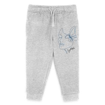 Design visage femme papillon minimaliste - Pantalon de jogging enfant bio Stanley/Stella - gris chiné - Devant