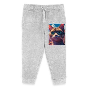 Cybercat - Kids Organic Sweatpants by Stanley/Stella - heather grey - Front