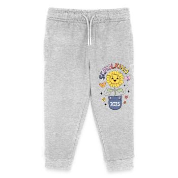 Schulkind 2025 Sonnenblume Einschulung Schulanfang - Kinder Organic Jogginghose Mini Mover von Stanley/Stella - Grau meliert - Vorne