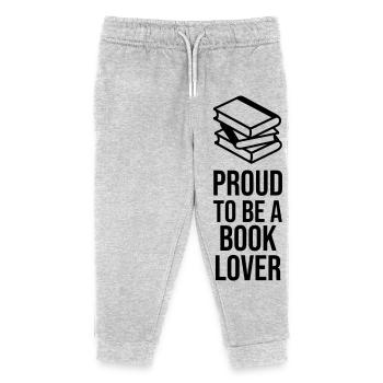 Proud to be a Book Lover - Minimalist Line Art - Kids Organic Sweatpants by Stanley/Stella - heather grey - Front