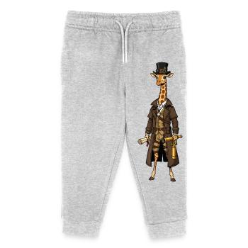 Girafe Exploratrice Steampunk Haut-de-Forme Chic - Pantalon de jogging enfant bio Stanley/Stella - gris chiné - Devant