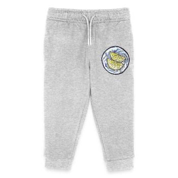 Zitronen Handzeichnung - Kinder Organic Jogginghose Mini Mover von Stanley/Stella - Grau meliert - Vorne