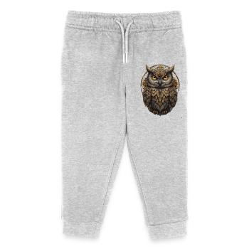 Golden Owl Eye Ornament - Kids Organic Sweatpants by Stanley/Stella - heather grey - Front