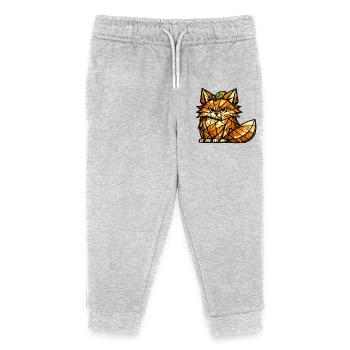 Version cubisme du Renard Orange - Pantalon de jogging enfant bio Stanley/Stella - gris chiné - Devant