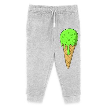 cream | Green Cream Cream | IceCream - Kids Organic Sweatpants by Stanley/Stella - heather grey - Front