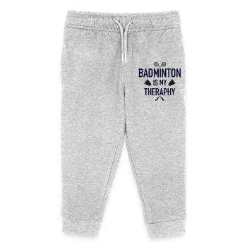 Badminton Is My Therapy - Kinder Organic Jogginghose Mini Mover von Stanley/Stella - Grau meliert - Vorne