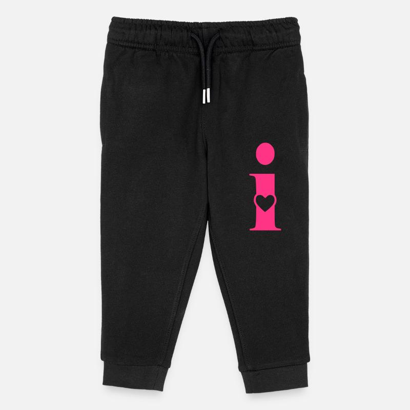 Buchstabe i Anfangsbuchstabe mit Herz - Kinder Organic Jogginghose Mini Mover von Stanley/Stella - Schwarz