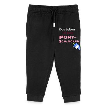 Das Leben ist kein Ponyschlecken pink - Kinder Organic Jogginghose Mini Mover von Stanley/Stella - Schwarz - Vorne