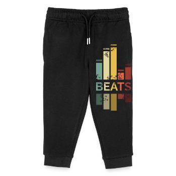 vintage Musik DJ beats Farben retro illustration - Kinder Organic Jogginghose Mini Mover von Stanley/Stella - Schwarz - Vorne