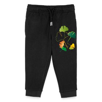 herbstliche Ginkgo Blätter teilweise nur Outlines - Kinder Organic Jogginghose Mini Mover von Stanley/Stella - Schwarz - Vorne