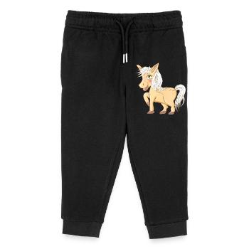 magical cute pony radiant and laughing - Kids Organic Sweatpants by Stanley/Stella - black - Front